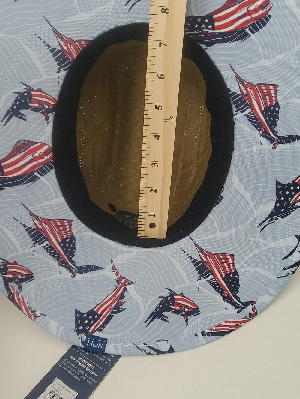 Childs Straw Hat KC Fish and Flag Fishing Sun Hat Tan Blue H7300052-454-1 - Picture 8 of 9